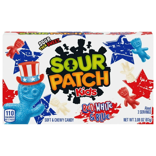 Sour Patch Kids Red White & Blue Soft & Chewy Candy Box (Best Before Date 10 April 2025)