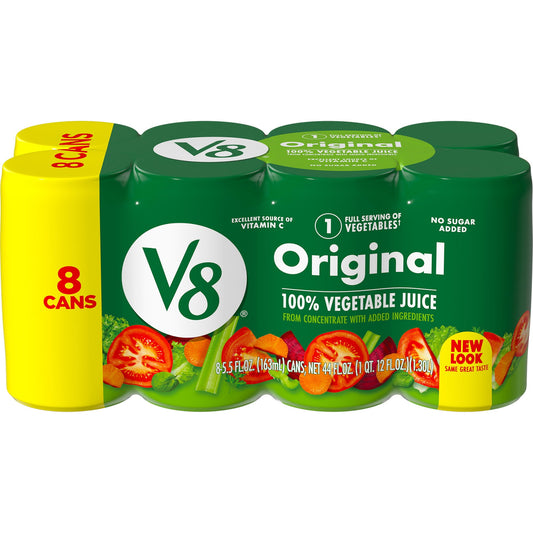 V8 Original 100% Vegetable Juice (8 x 165ml) (Best Before Date 02/08/2025)