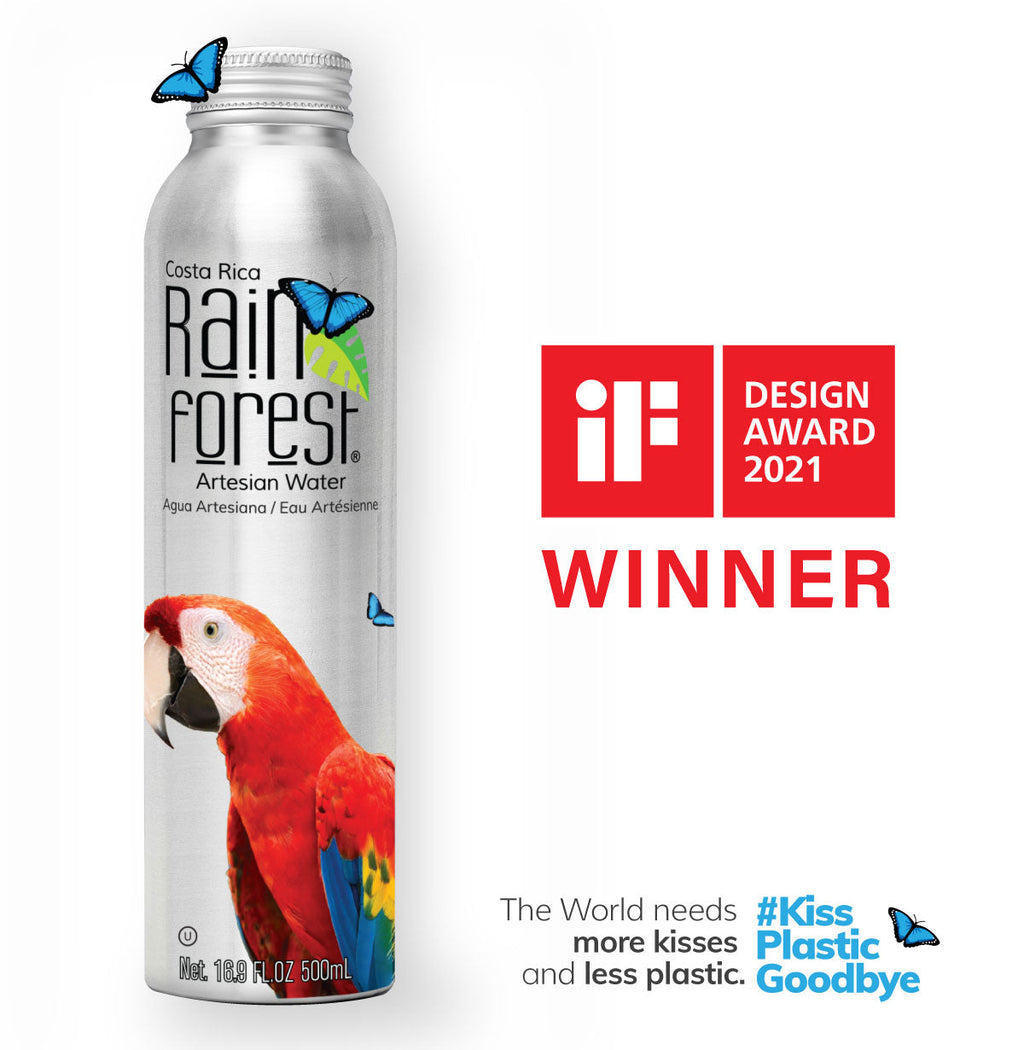 RainForest Artesian Water from Costa Rica, Aluminium Reusable Bottle 500mL