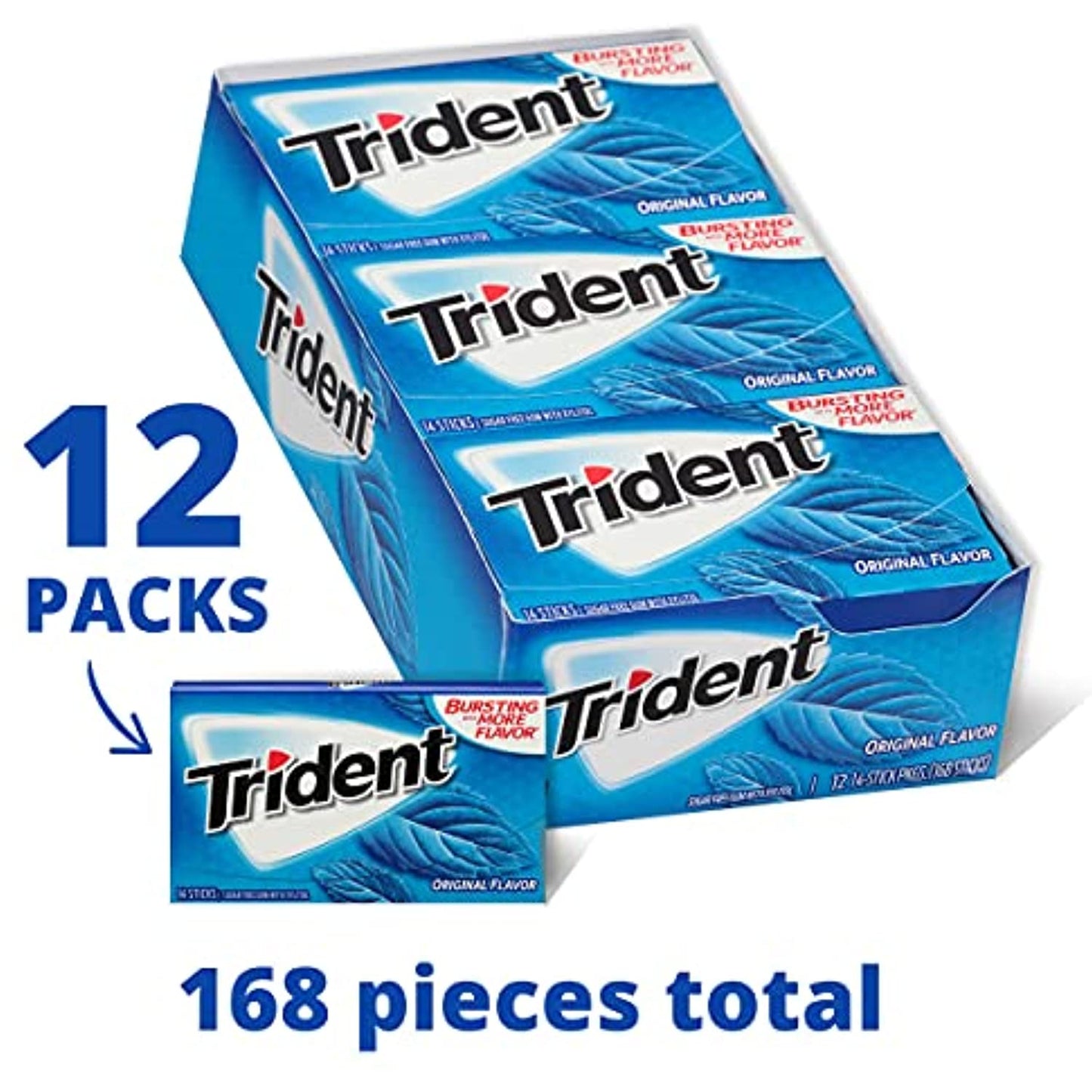 Trident Original Flavour Sugar Free Gum (12 Pack) (Best Before Date :-25/07/2025)