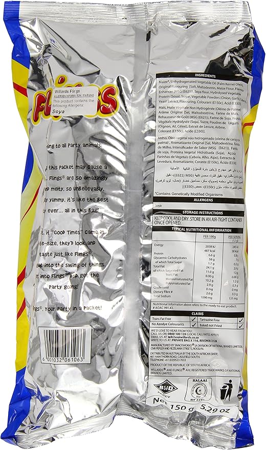 Willards Flings Baked Original Favour Maize Snack 150g