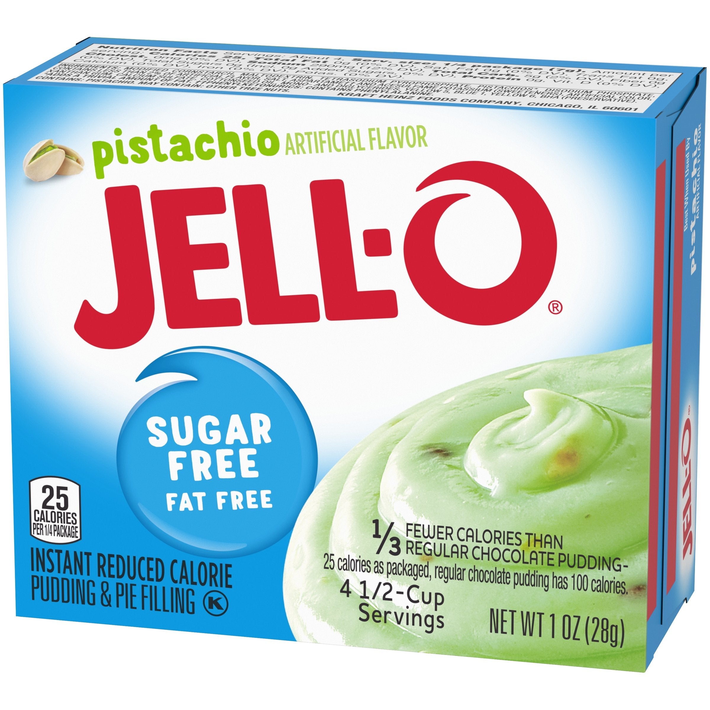Jell-O Instant Sugar Free Fat Free Pistachio Pudding & Pie Filling 28g Pack of 2 (Best Before 04/2026)