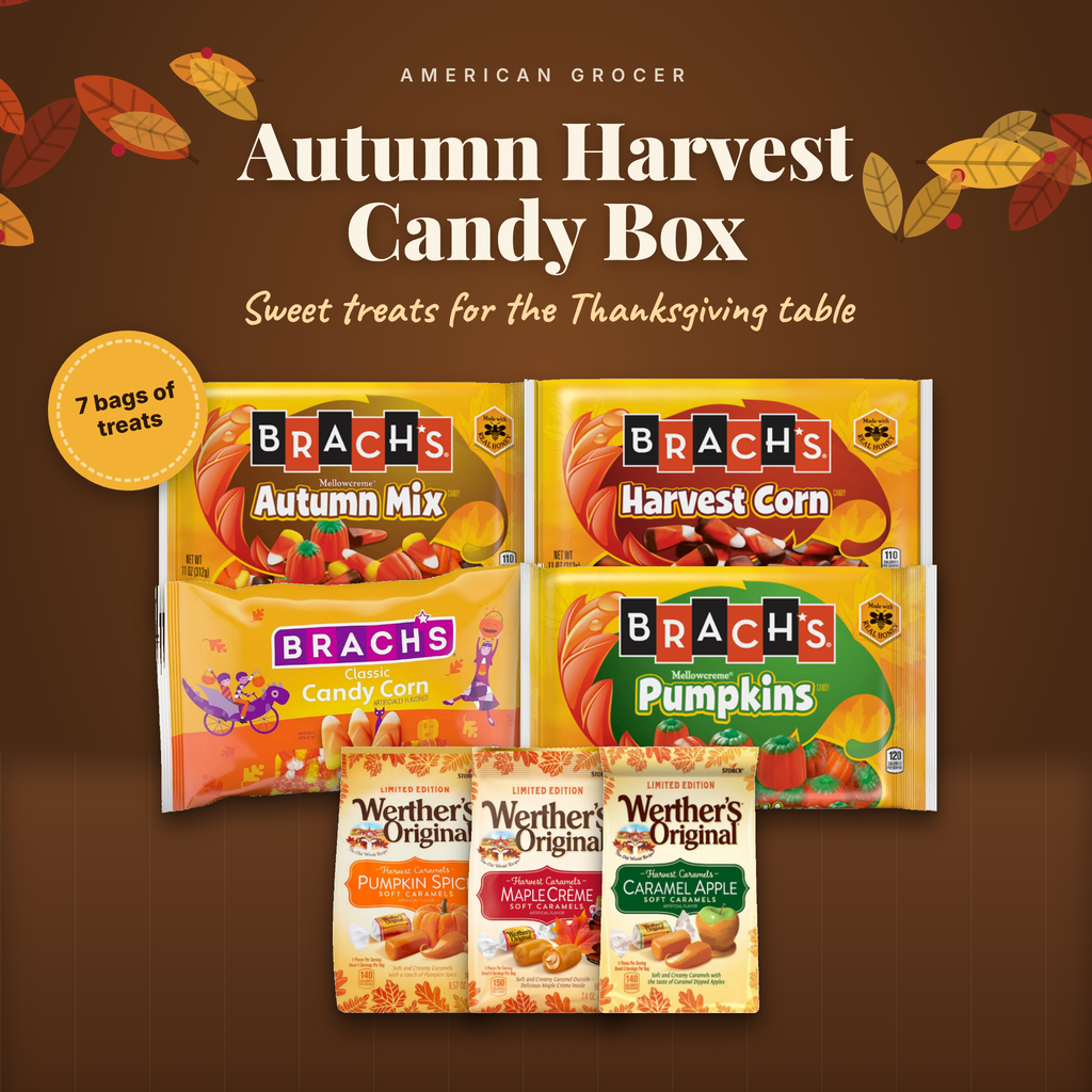 Autumn Harvest Candy Box - Brach's candy corn and Werther's soft caramels