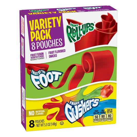 Fruit Roll-Ups, Fruit by the Foot, Gushers, Snacks Variety Pack 144g