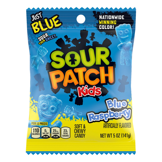 Sour Patch Kids Blue Raspberry Soft & Chewy Candy Peg Bag 102g (Pack of 2)