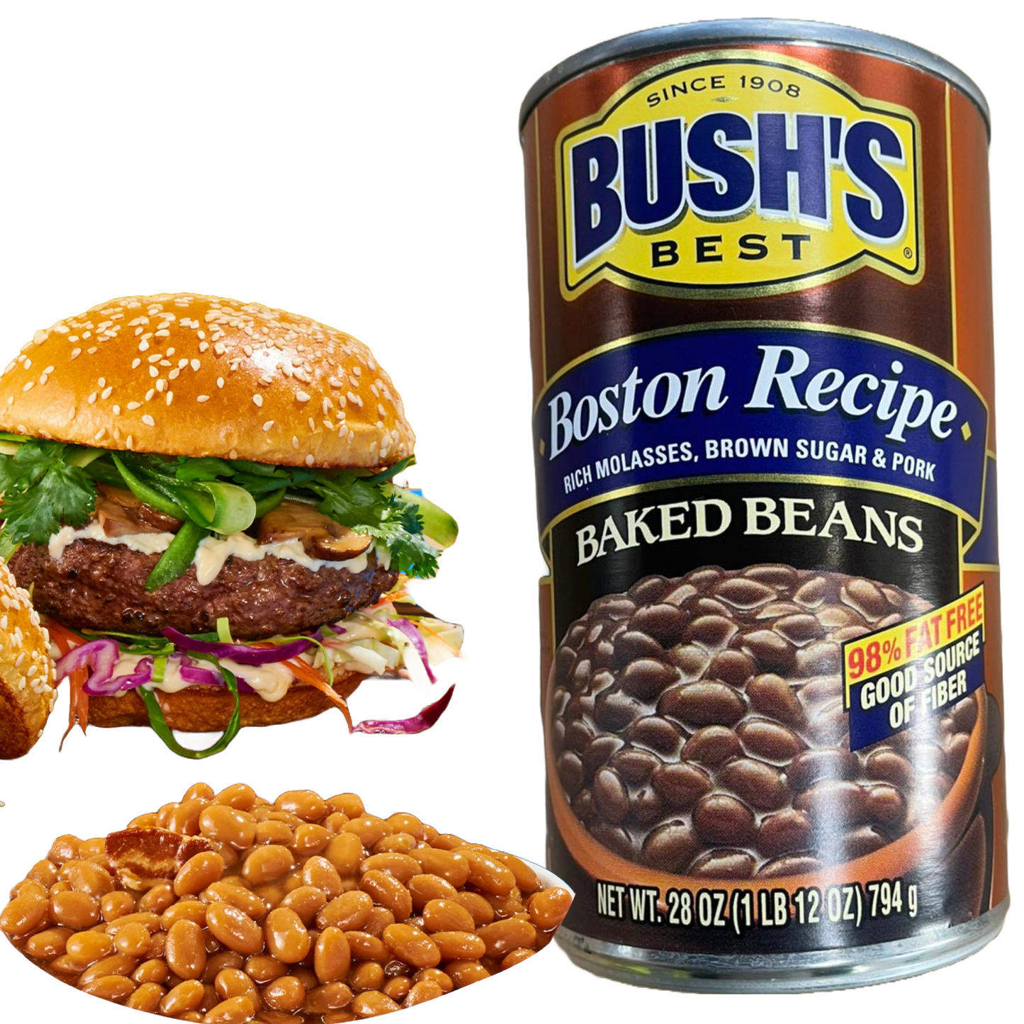 Bush's Best Baked Beans with Boston Recipe Rich Molasses, Brown Sugar 794g