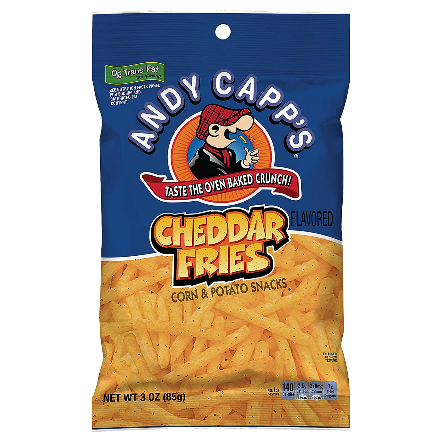 Andy Capp's Cheddar Fries Corn & Potato Snacks 85g sold by American Grocer in the UK
