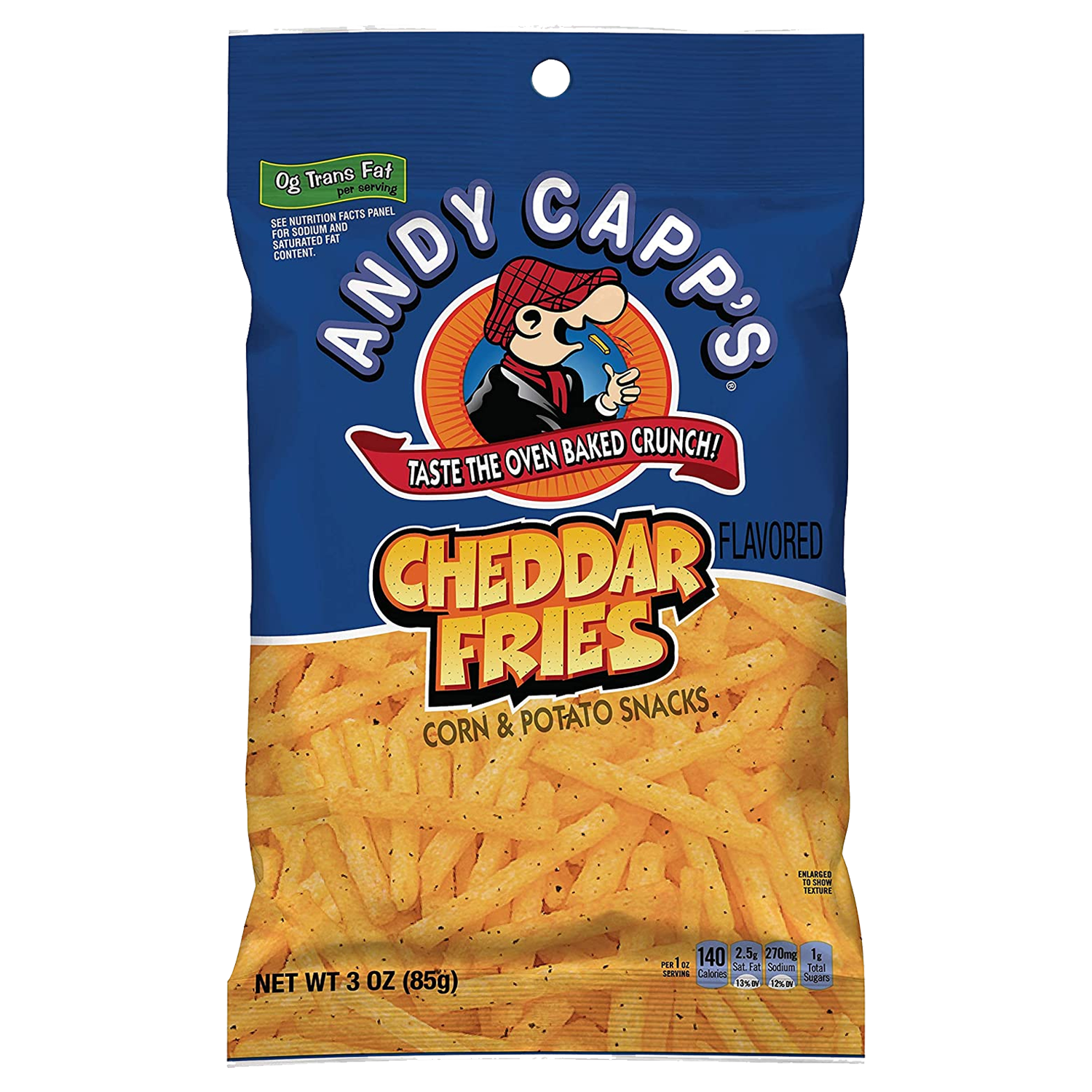 Andy Capp's Cheddar Fries Corn & Potato Snacks 85g sold by American Grocer in the UK