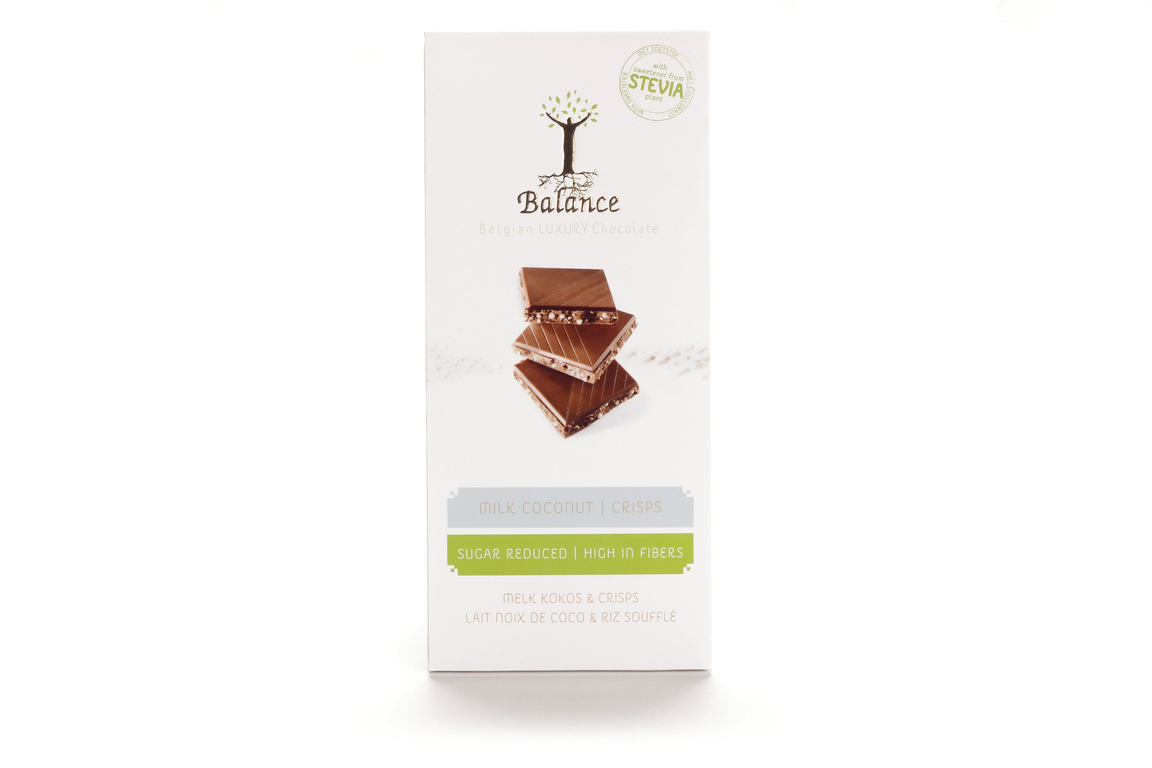 Balance Stevia Luxury tablet Milk Coconut & Crisps 85g (Best Before : March 2026)
