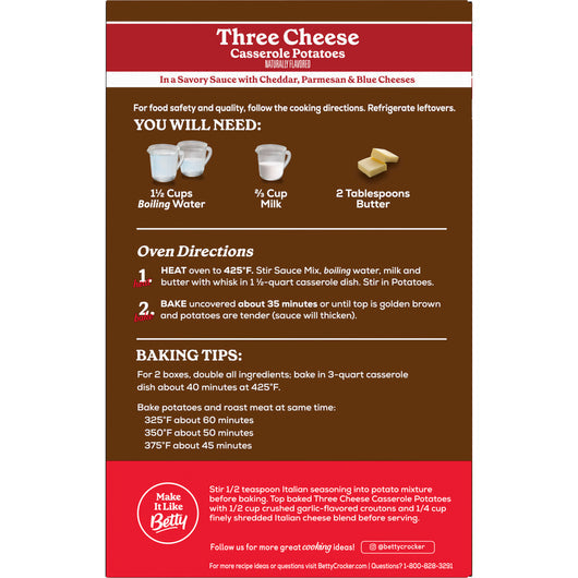 Betty Crocker Three Cheese Casserole Potatoes 113g (Best Before 09/2026)