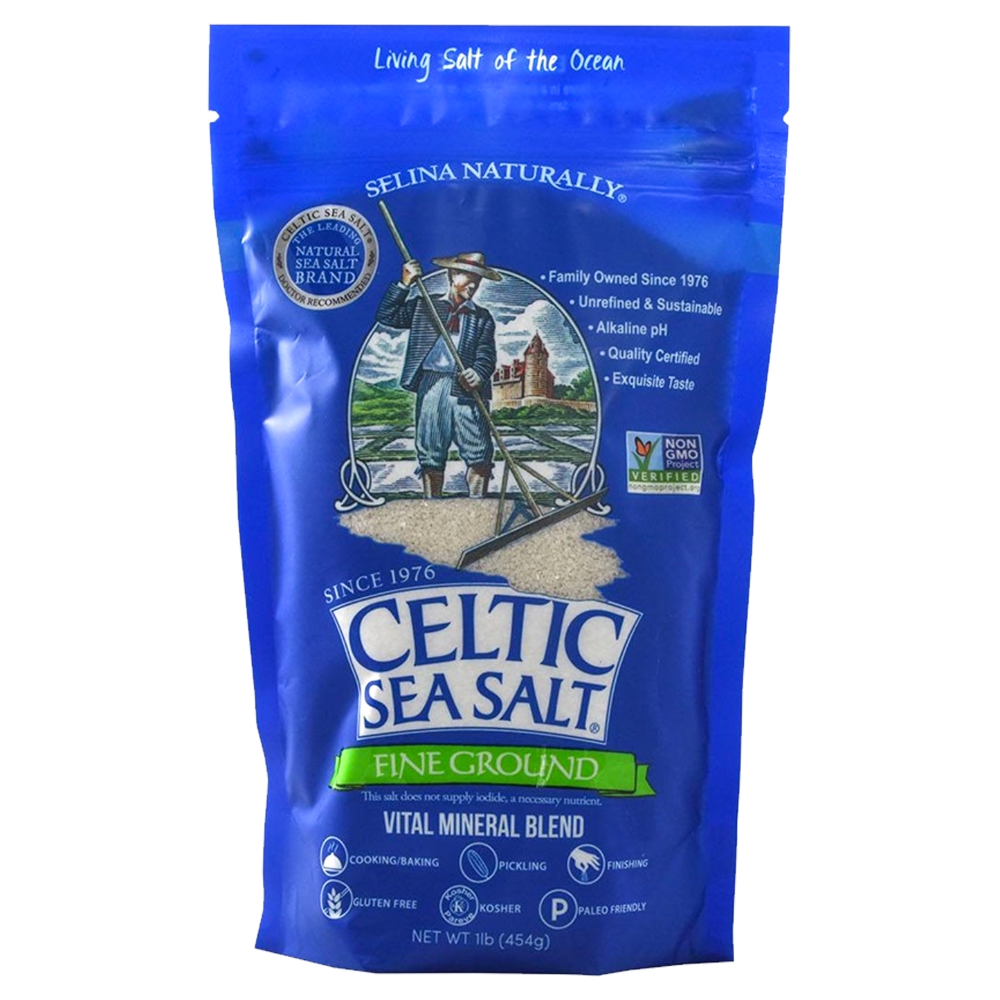 Celtic Sea Salt Fine Ground/Sel Fin 454g sold by American Grocer in the UK
