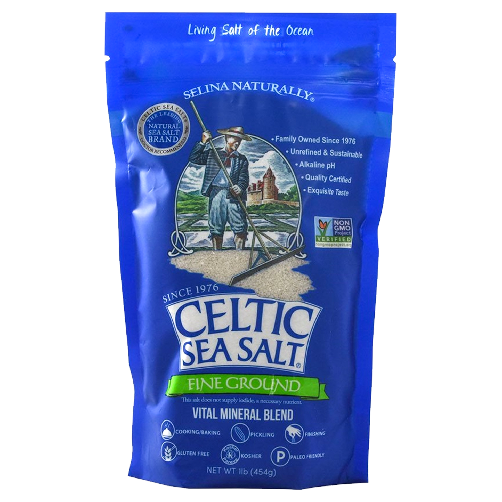 Celtic Sea Salt Fine Ground/Sel Fin 454g sold by American Grocer in the UK