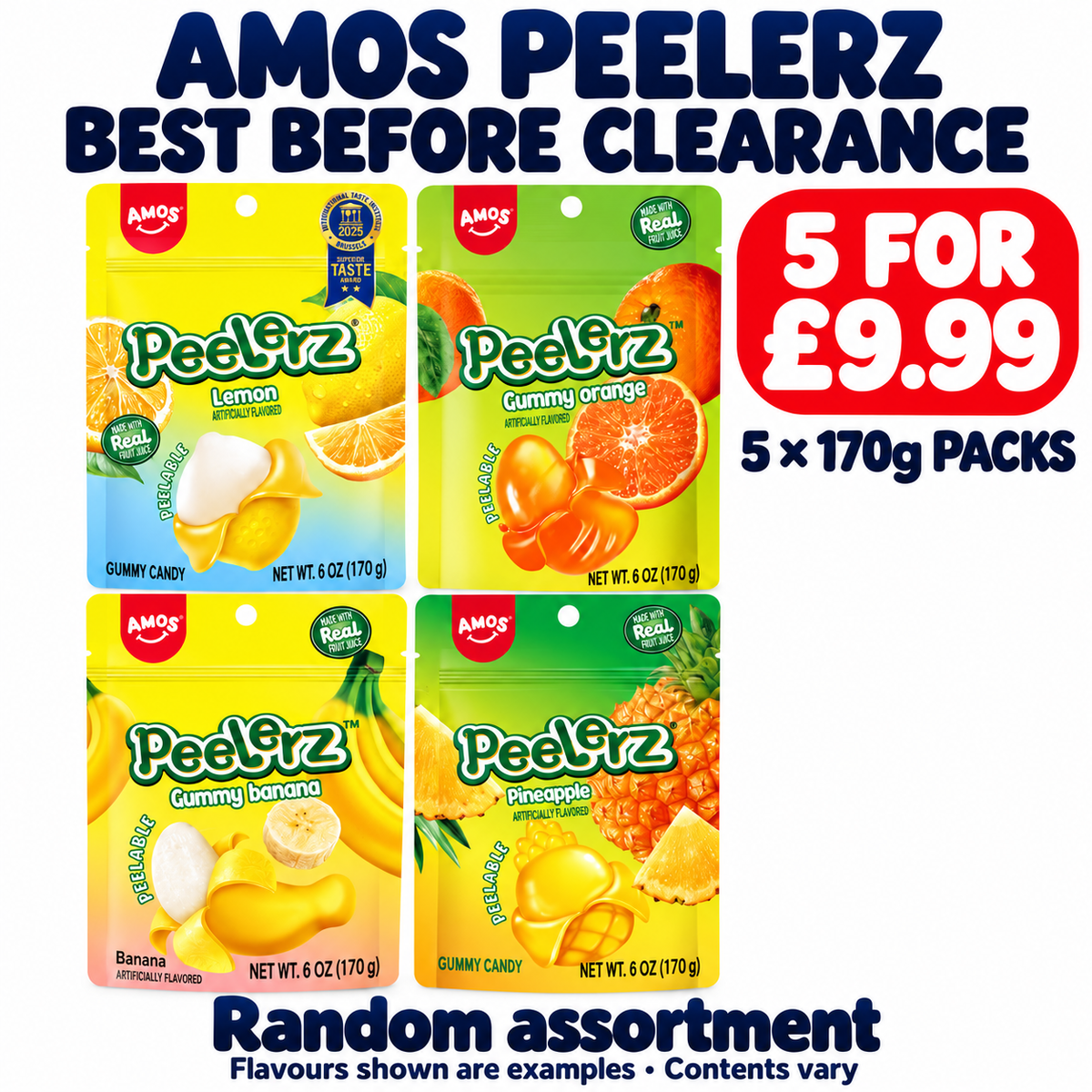 Amos 170g Best Before Clearance Bundle | 5 FOR £9.99