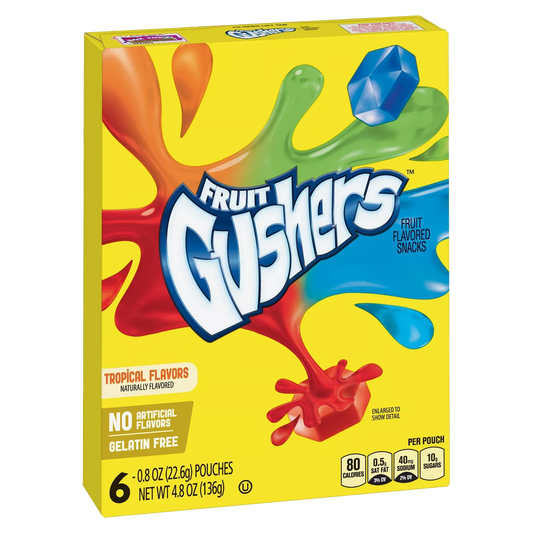 Fruit Gusher Tropical Flavors Fruit Flavoured Snacks 136g (Best Before Date 24/02/2025)