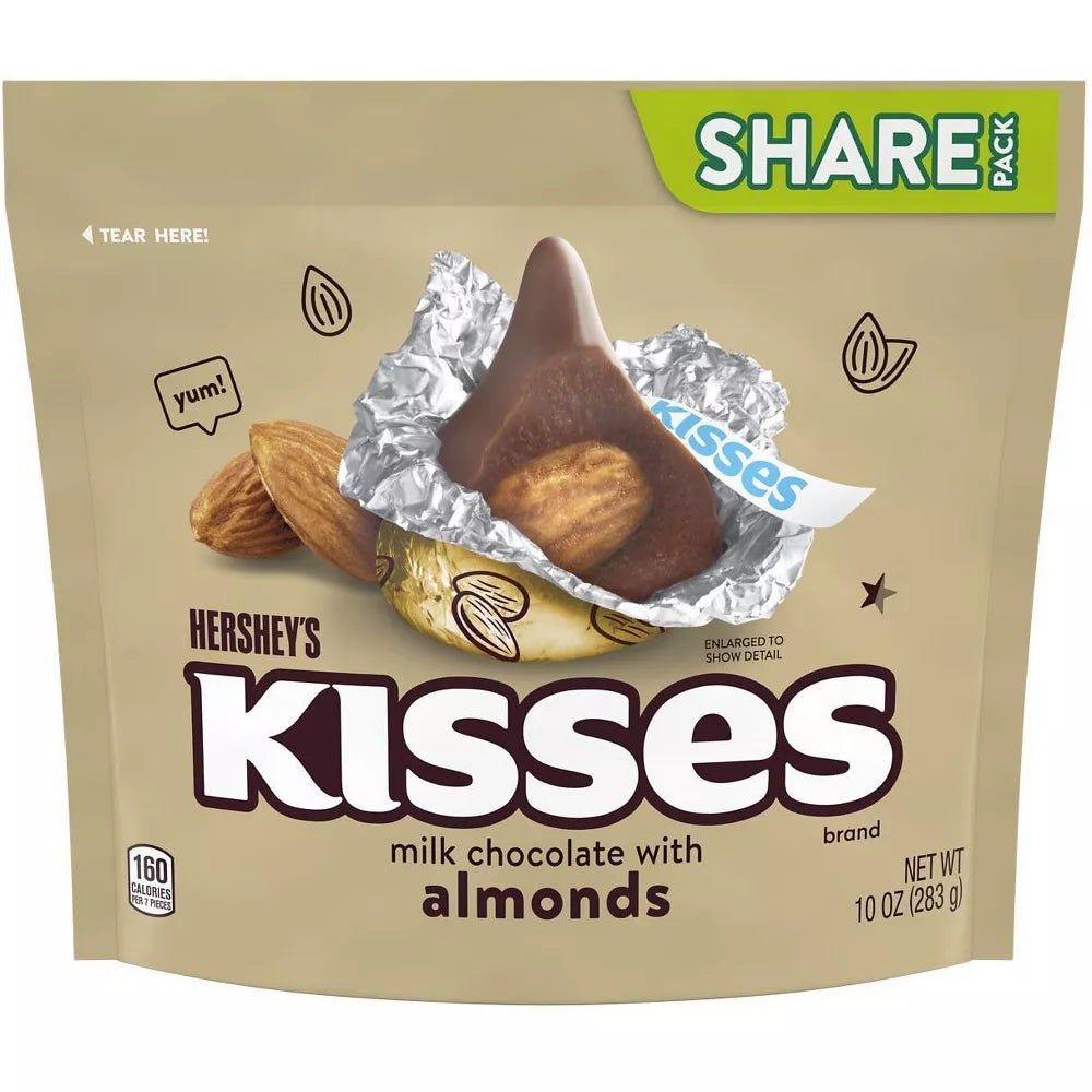 Hershey's Milk Chocolate with Almond Kisses Candy 283g Share Pack (Best Before : Nov 2025)
