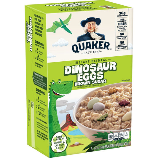 Quaker Instant Oatmeal Dinosaur Eggs Brown Sugar 400g (Best Before Date : 10 August 2025)