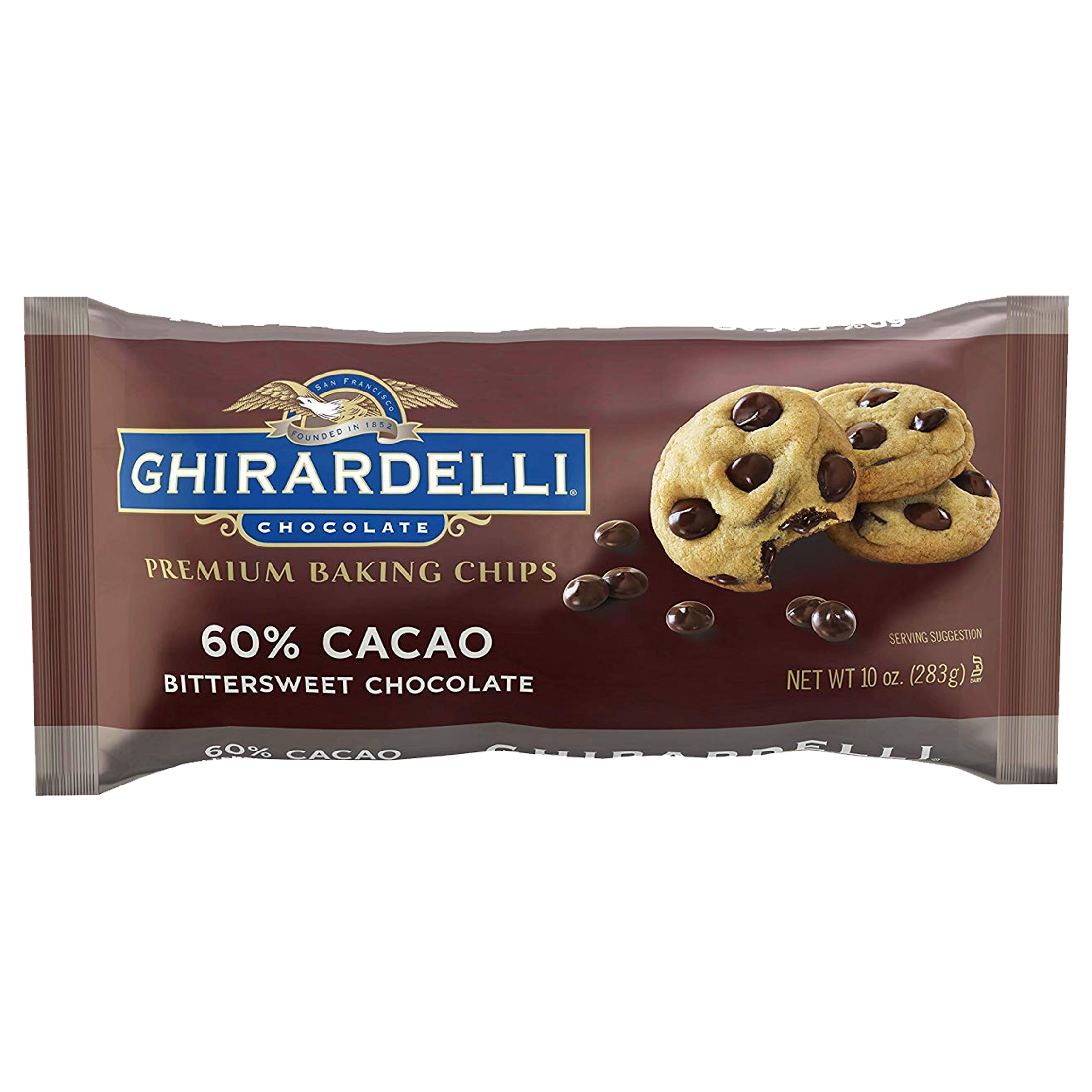 Ghirardelli Premium Baking  60% Cacao Bittersweet Chocolate Chips 283g (Pack of 2) (Best Before : 31 Oct 2025)