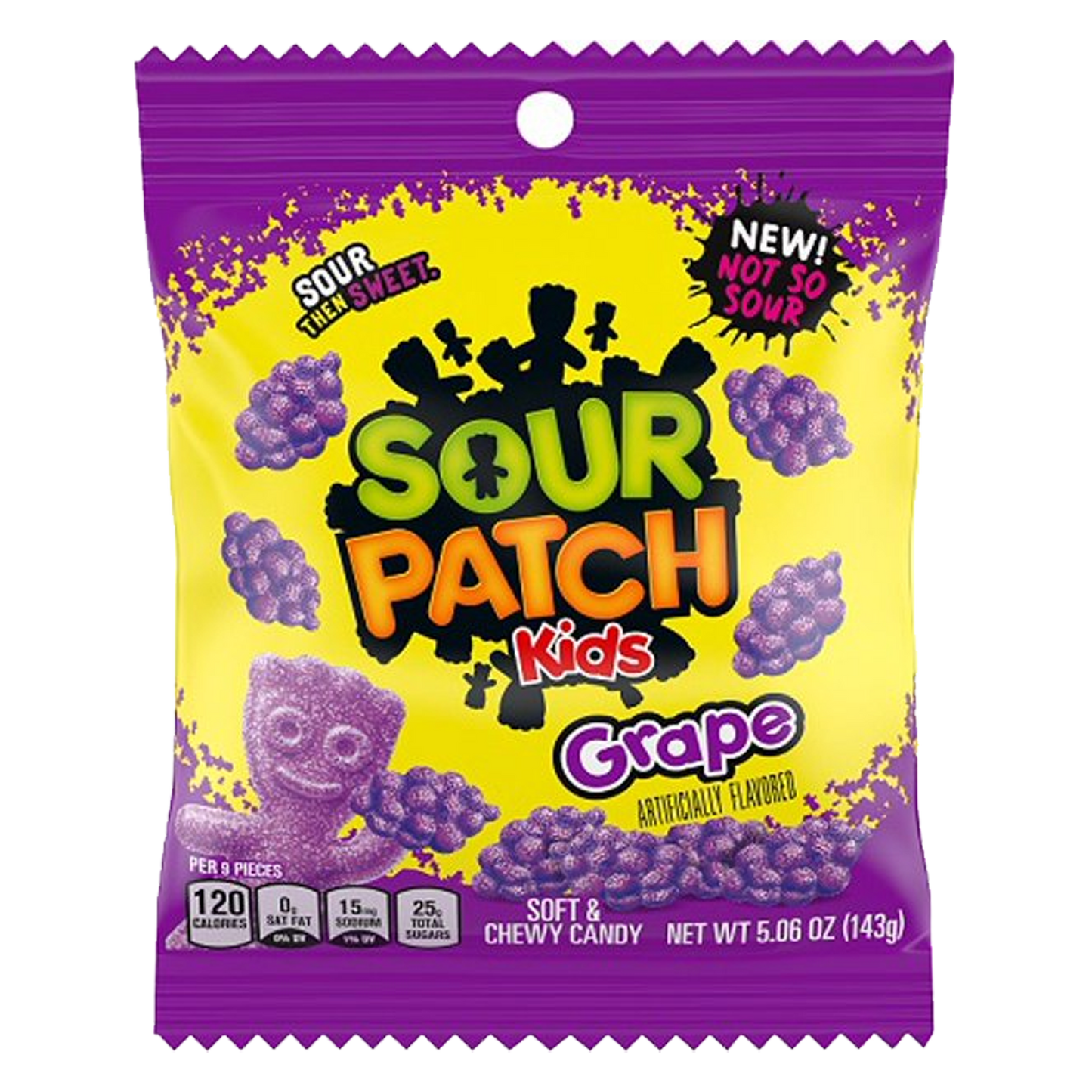 Sour Patch Kids Grape Soft & Chewy Candy Peg Bag 101g (Pack of 2)