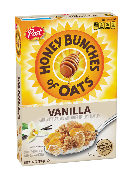 Post Honey Bunches of Oats Vanilla Sweetened Cereal 340g (Best Before Date 01/01/2025)