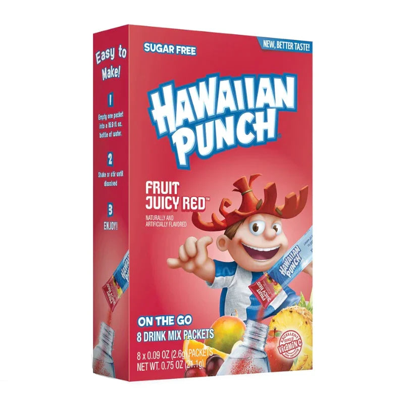 Singles To Go Hawaiian Punch Fruit Juicy Red Drink Mix 21.1g (8 Sticks)
