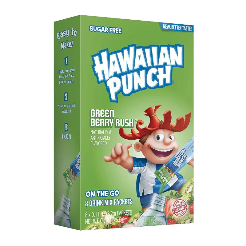 Singles To Go Hawaiian Punch Green Berry Rush Drink Mix 20.6g (8 Sticks)
