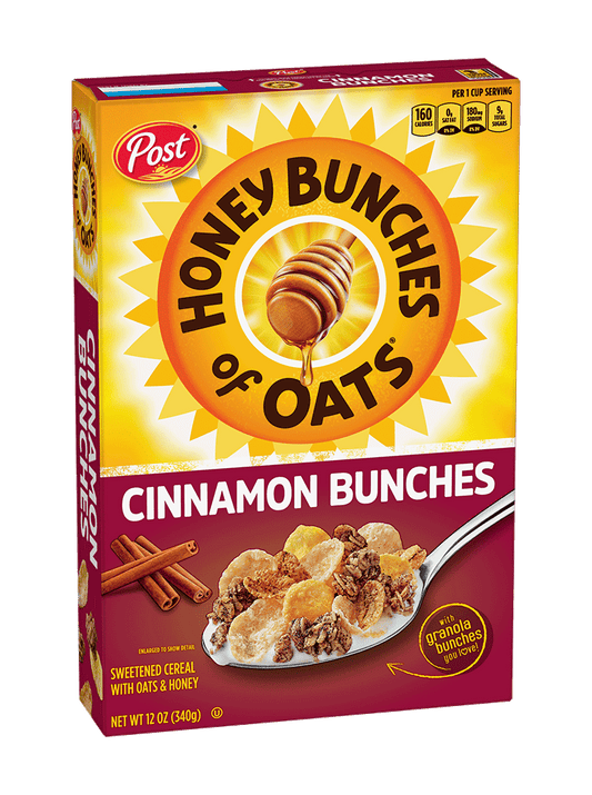 Post Honey Bunches of Oats Cinnamon Bunches Cereal 340g (best before 11/01/2025)