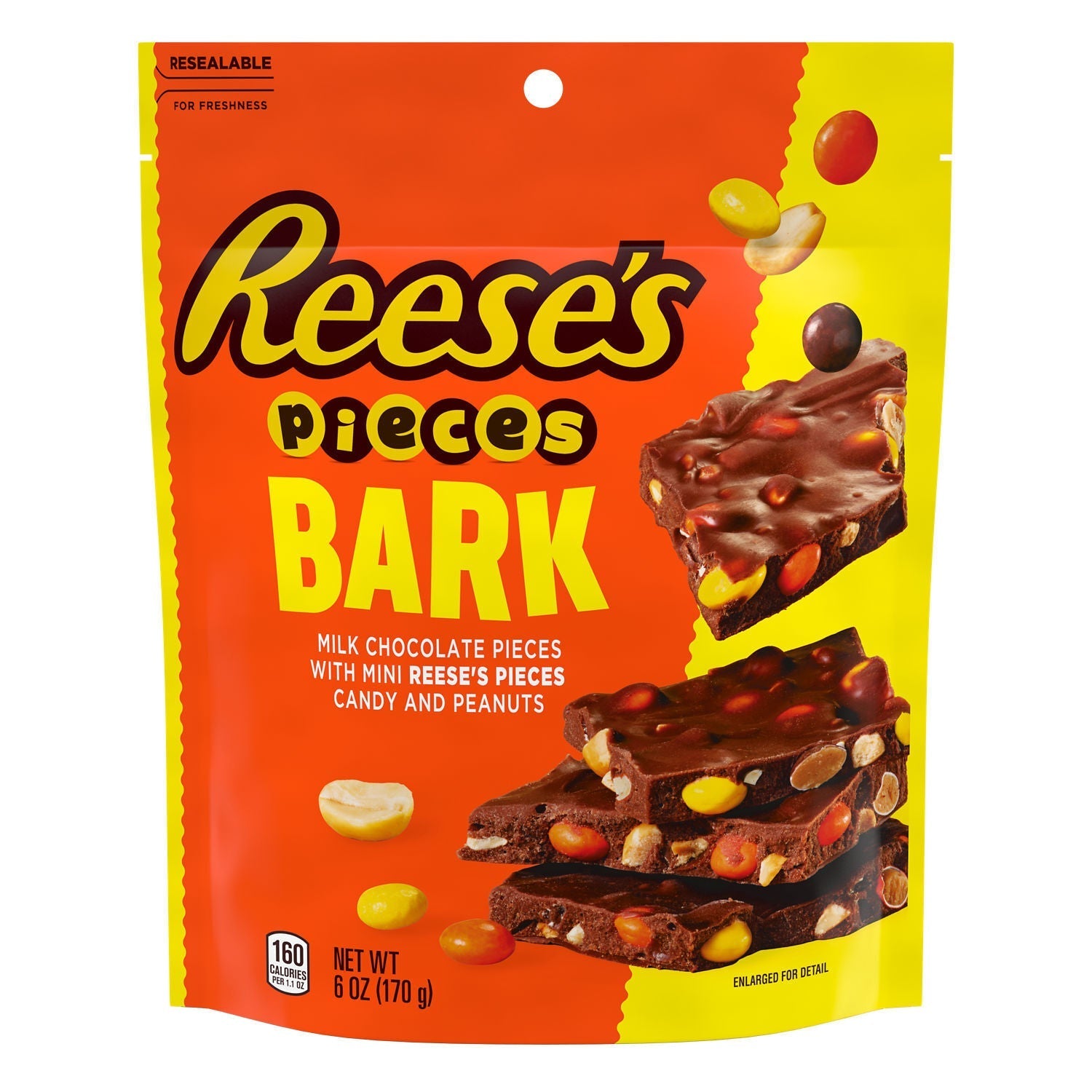 Reese’s Pieces Bark with Reese’s Pieces Minis & Peanuts Pouch 170g(Best Before Date September 2026)