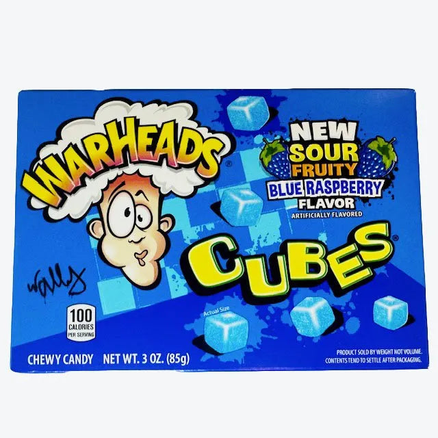 6 x Warheads Cubes Theater Box 85g | Sour Fruity Blue Raspberry (Best Before 12/2025)