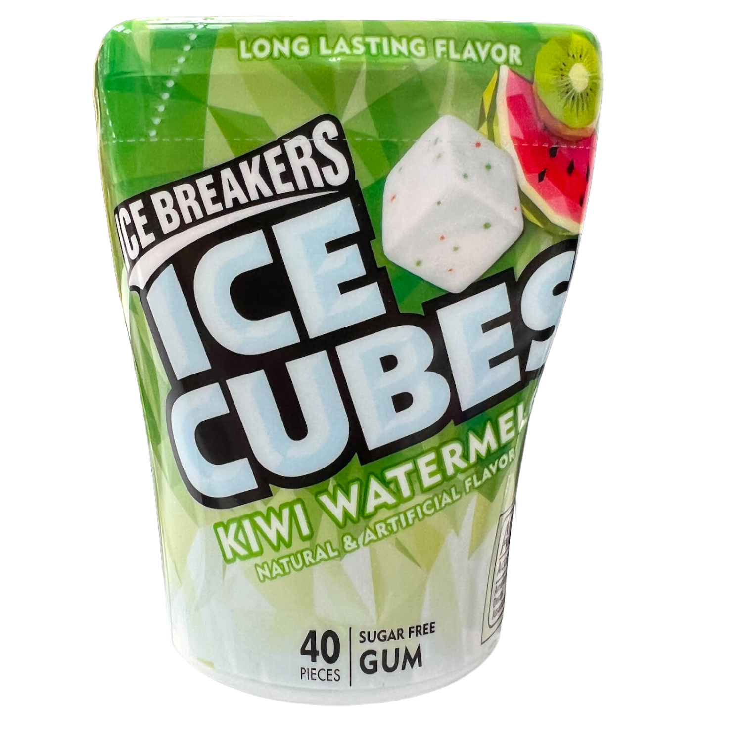 Ice Breakers Ice Cubes Kiwi Watermelon Sugar Free Gum 40 Pcs (Pack of 4)