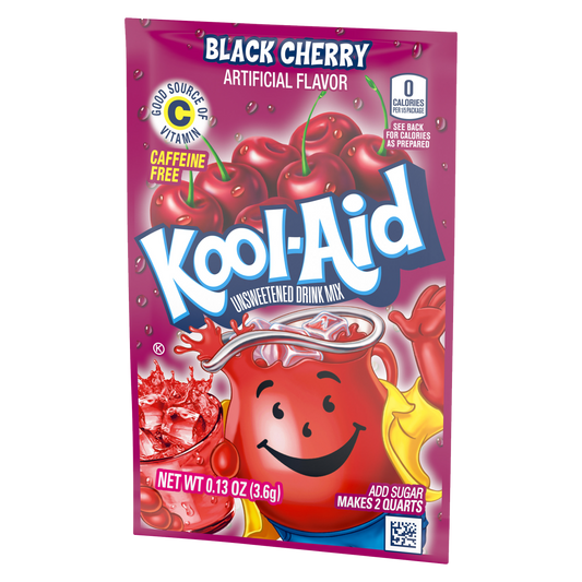 Kool-Aid Black Cherry Unsweetened Drink Mix 3.6g (Pack of 6) Best Before Date 04/03/2025