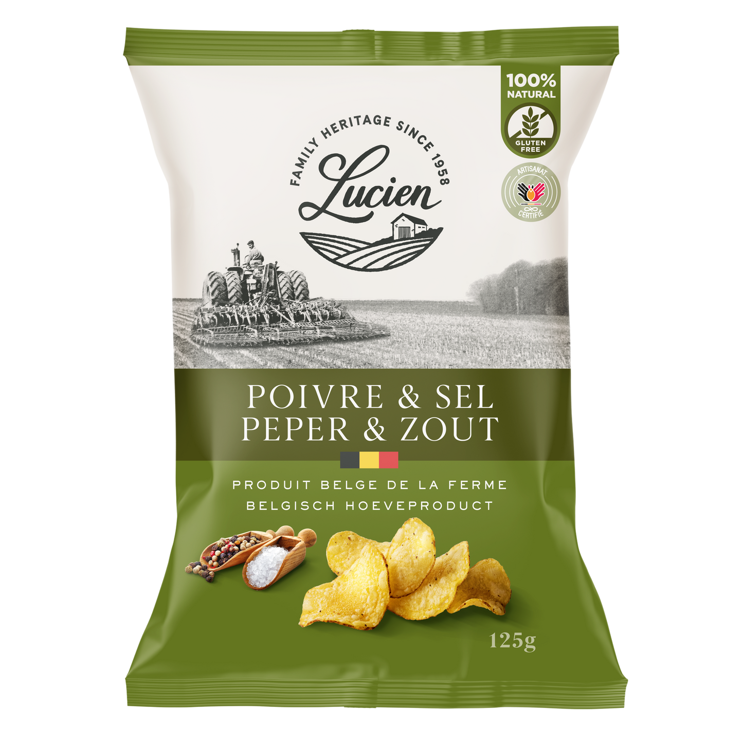 (Best Before Clearance) Lucien Belgian Farm's Chips 125g | Choose Your Flavour