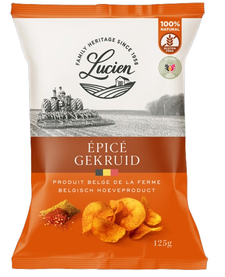 20 x Lucien Crisps | Full Case Offer | Pick Your Flavour | Belgium Crisps 125g Pack | Delicious Taste