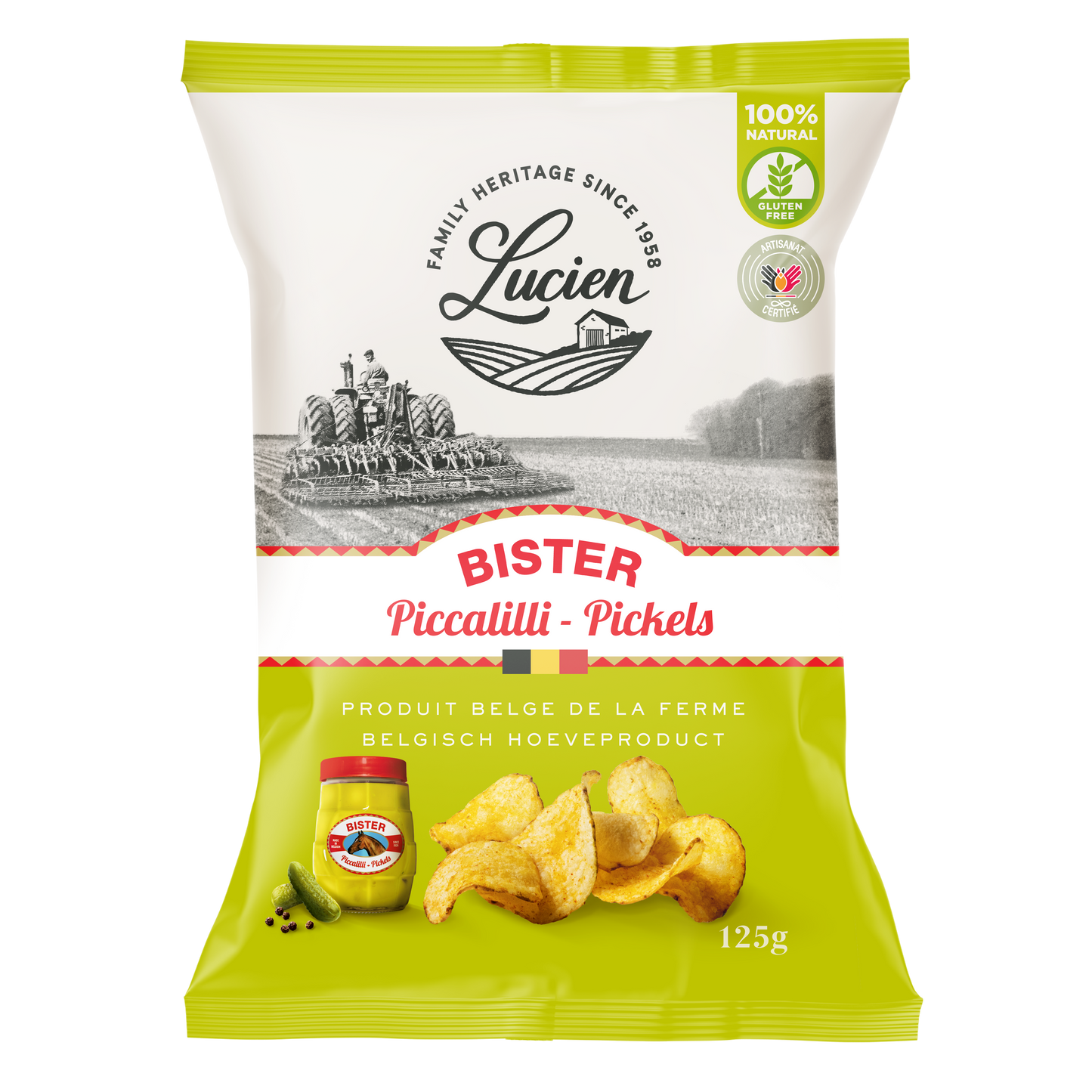 20 x Lucien Crisps | Full Case Offer | Pick Your Flavour | Belgium Crisps 125g Pack | Delicious Taste