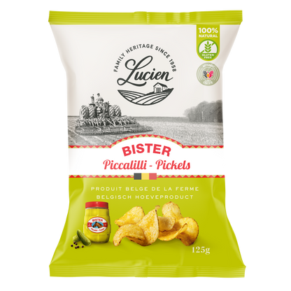 20 x Lucien Crisps | Full Case Offer | Pick Your Flavour | Belgium Crisps 125g Pack | Delicious Taste