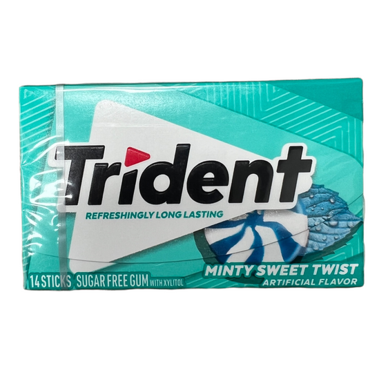 Trident Minty Sweet Twist Sugar Free Gum 14 Sticks (Pack of 12)