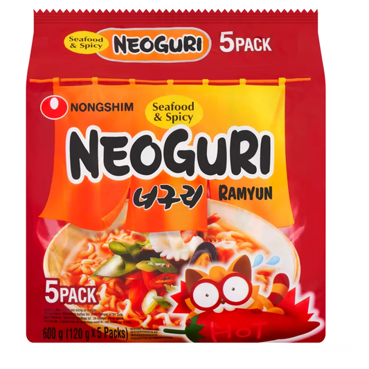 Nongshim Neoguri Ramyun Seafood & Spicy Instant Noodles 600g (5 x 120g) (BBD : 22 May 2025)