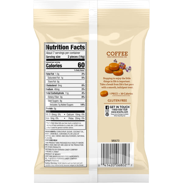 Brach's Coffee Hard Caramels Candy 92g(Best Before Date 09/2025)