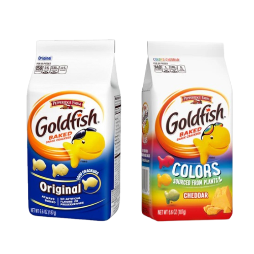 Pepperidge Farm Goldfish Baked Snack Crackers, Variety Pack with Original and Colour Flavours | 2 Pack