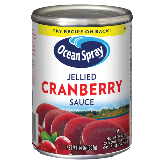 Ocean Spray Jellied Cranberry Sauce 397g (Best Before 11/2025) (Dented Tin)