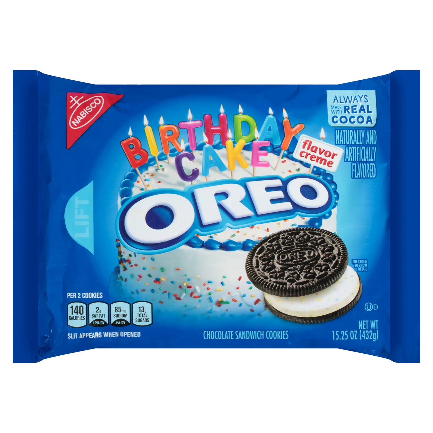 Nabisco Oreo Birthday Cake Chocolate Sandwich Cookies FAMILY SIZE 482g