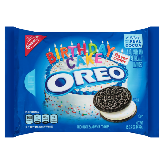 Nabisco Oreo Birthday Cake Chocolate Sandwich Cookies FAMILY SIZE 482g (Best Before 02/26)