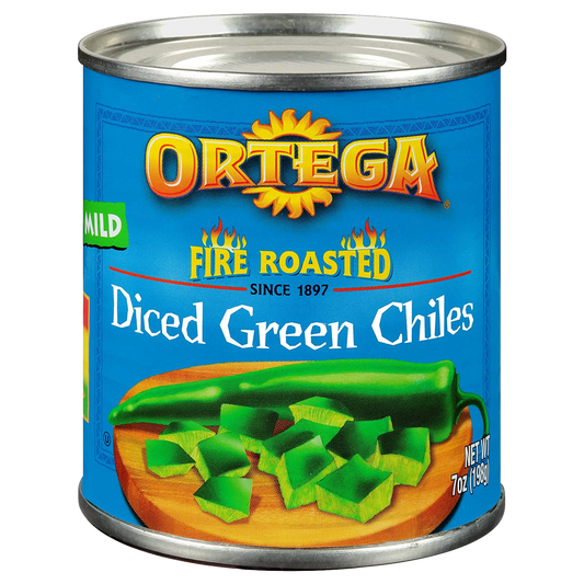 Ortega Fire Roasted Mild Diced Green Chiles 198g (Dented Tin)