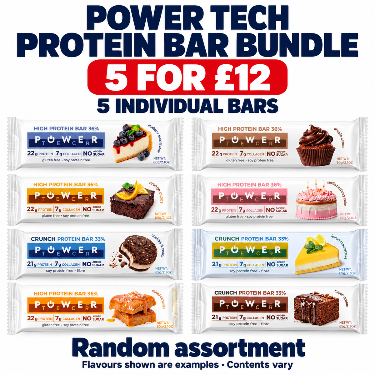Power Tech Protein Bar Selection Bundle | 5 FOR £12!
