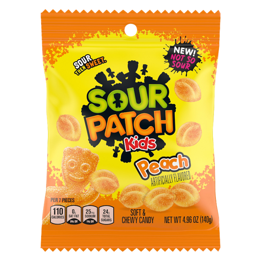 Sour Patch Kids Peach Soft & Chewy Candy Bag 102g(BBD: 11/05/2025)