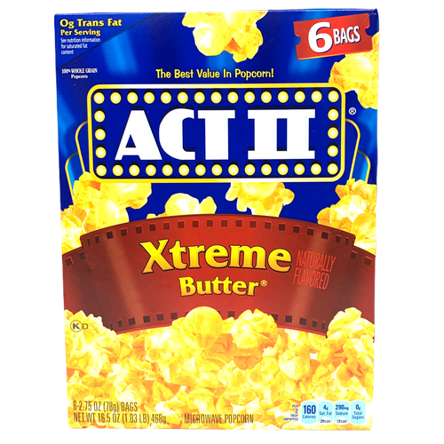 Act II Xtreme Butter Microwave Popcorn 468g sold by American Grocer in the UK
