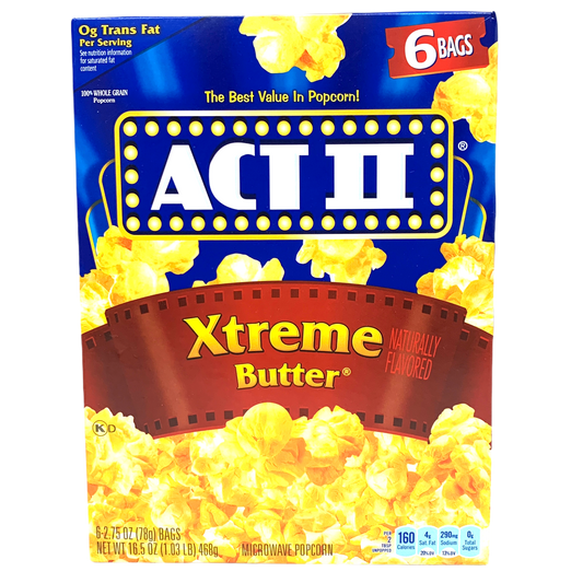 Act II Xtreme Butter Microwave Popcorn 468g sold by American Grocer in the UK