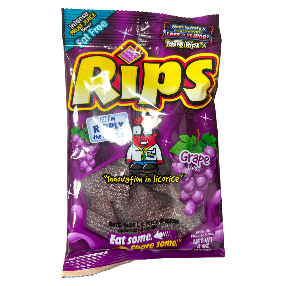 Rips Grape Flavoured Licorice Candy 113g