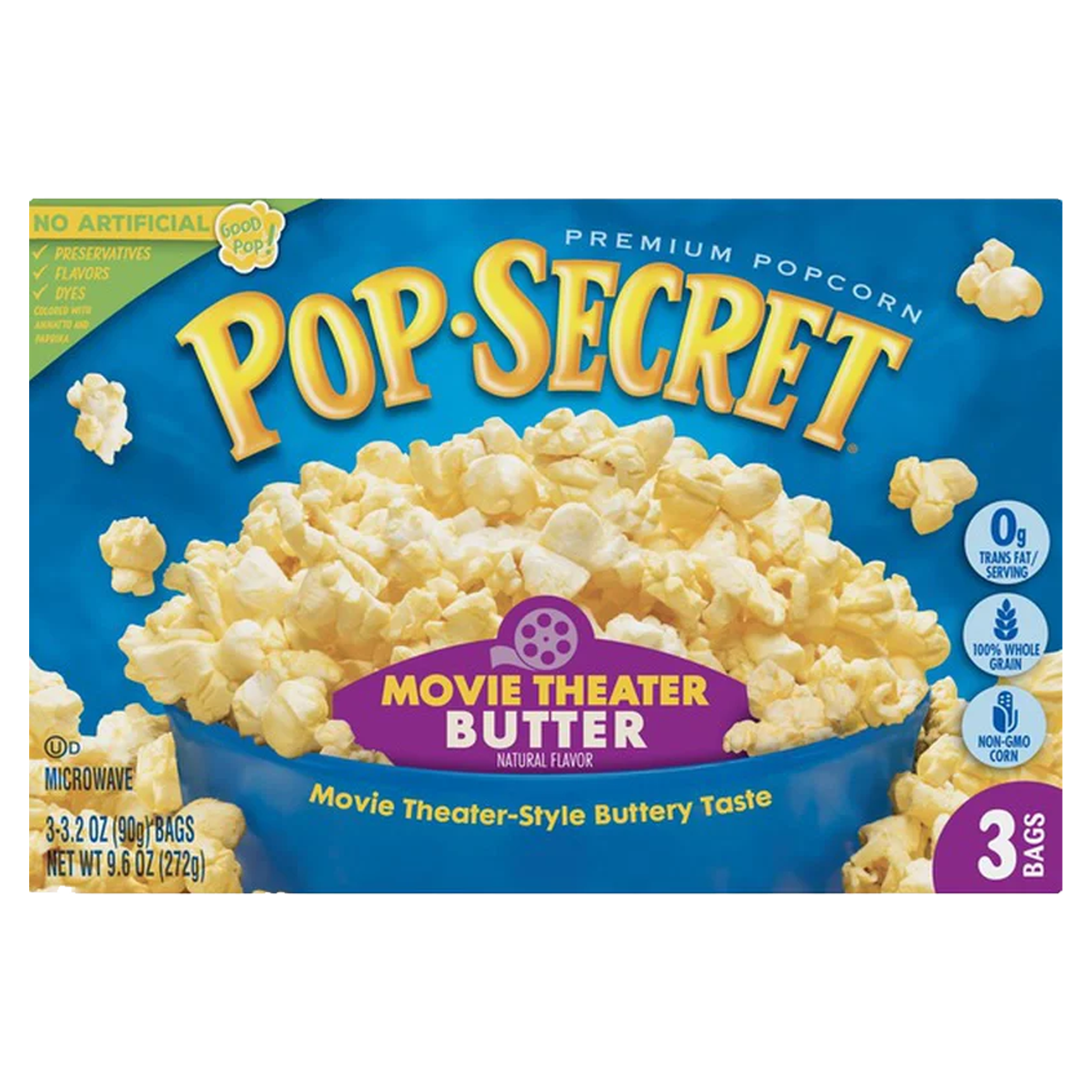 Pop Secret Movie Theater Butter Microwave Popcorn 272g-(3 x 90g) (BBD SEPT2026)