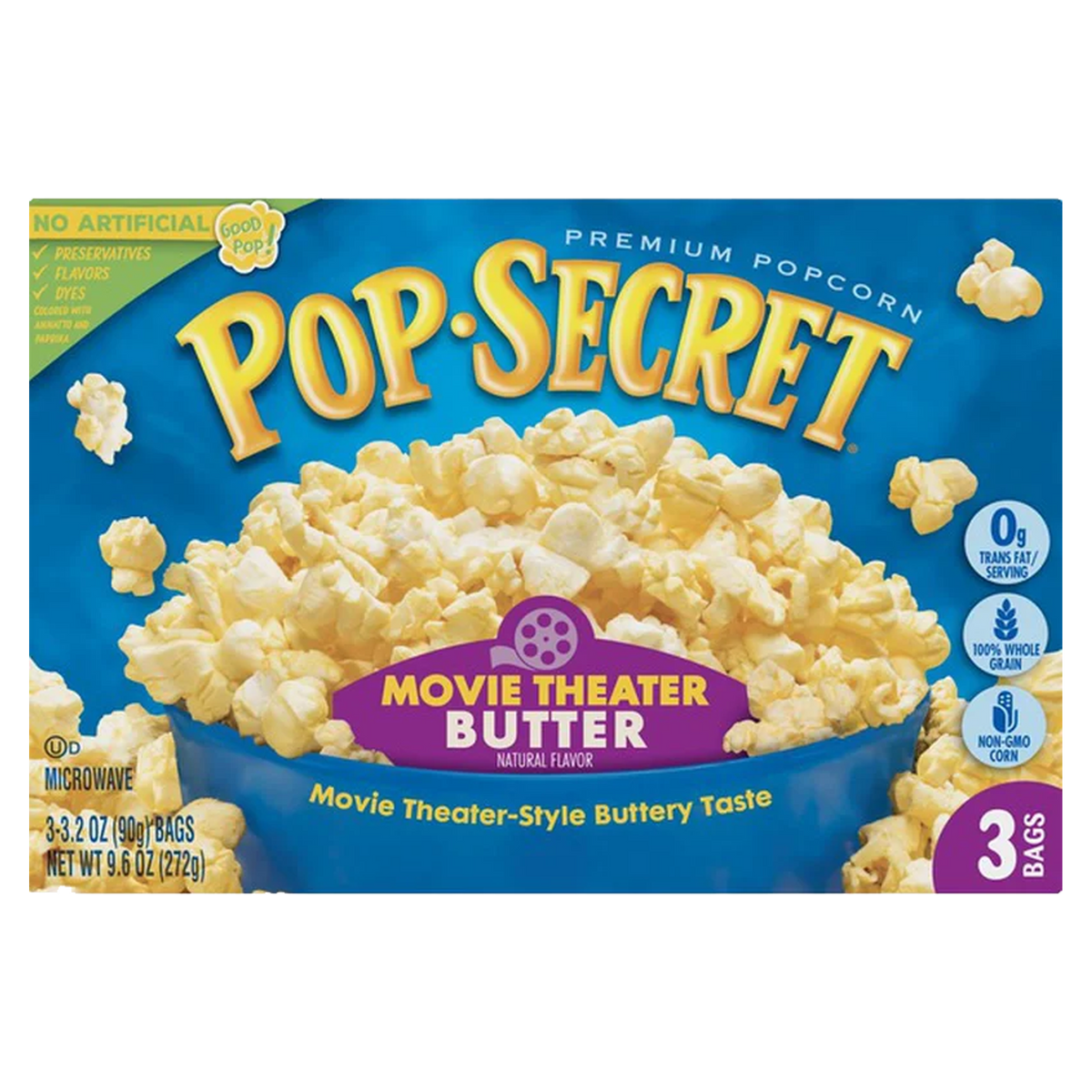 Pop Secret Movie Theater Butter Microwave Popcorn 272g-(3 x 90g)