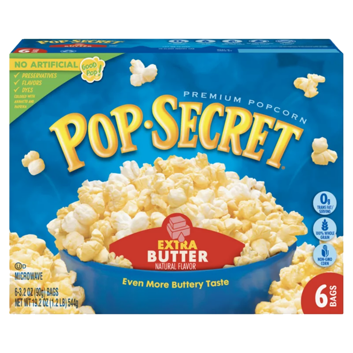 Pop Secret Extra Butter Microwave Popcorn 540g-(6 x 90g) (Best Before : 06 Sep 2026)